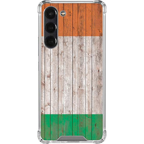Ireland Flag Dark Wood Galaxy S24 FE Clear Case