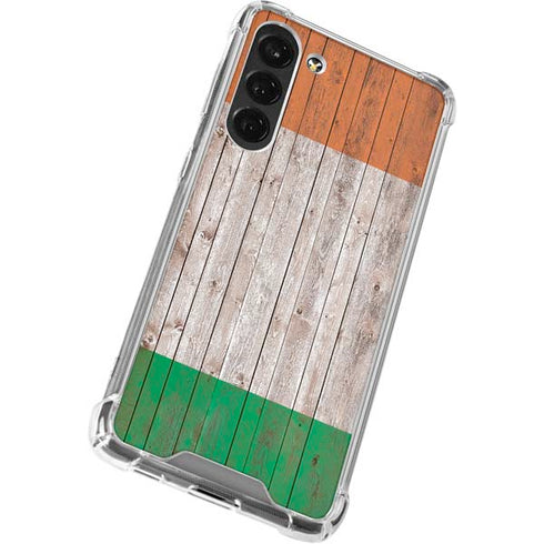 Ireland Flag Dark Wood Galaxy S24 FE Clear Case