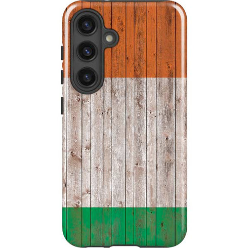 Ireland Flag Dark Wood Galaxy S25 Impact Case