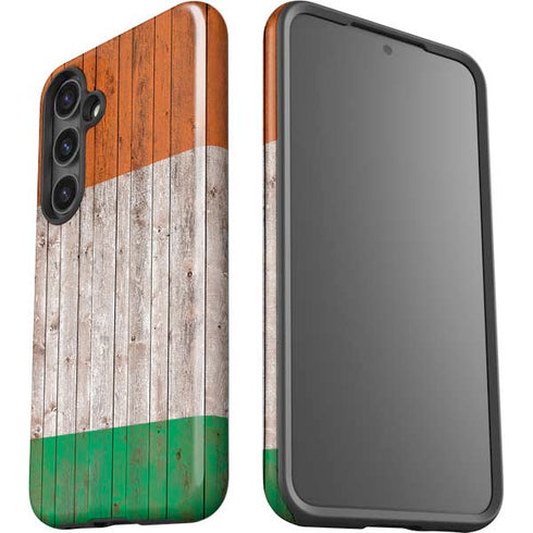 Ireland Flag Dark Wood Galaxy S25 Impact Case