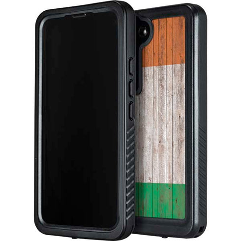 Ireland Flag Dark Wood Galaxy S24 Waterproof Case
