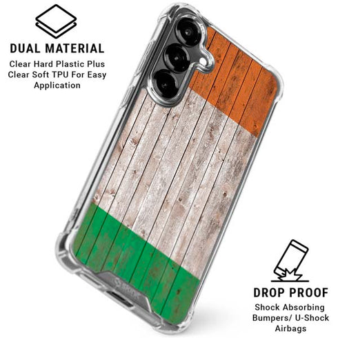 Ireland Flag Dark Wood Galaxy S26 Plus Clear Case