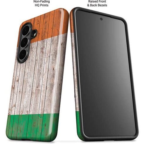 Ireland Flag Dark Wood Galaxy S26 Plus Impact Case
