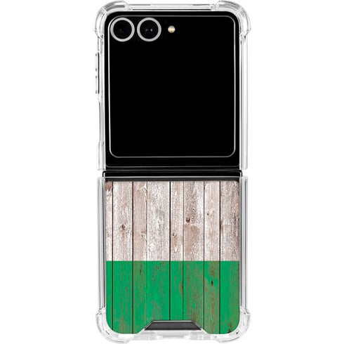 Ireland Flag Dark Wood Galaxy Z Flip7 Clear Case