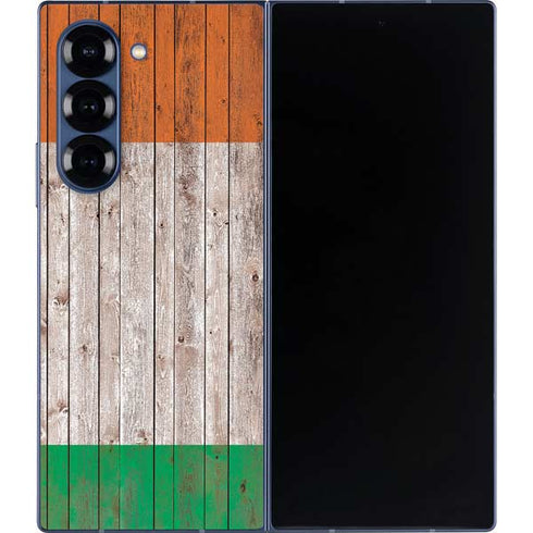 Ireland Flag Dark Wood Galaxy Z Fold6 Skin