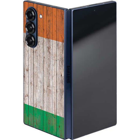 Ireland Flag Dark Wood Galaxy Z Fold6 Skin