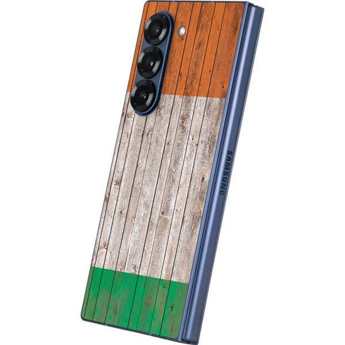 Ireland Flag Dark Wood Galaxy Z Fold6 Skin