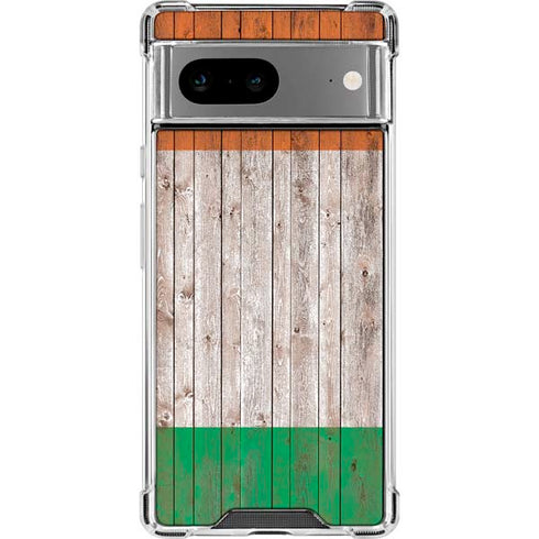 Ireland Flag Dark Wood Google Pixel 8a Clear Case