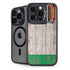 Ireland Flag Dark Wood iPhone 14 Pro Kickstand Case