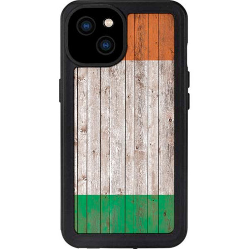 Ireland Flag Dark Wood iPhone 15 Plus Waterproof Case