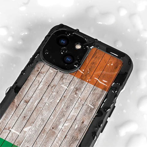 Ireland Flag Dark Wood iPhone 15 Plus Waterproof Case