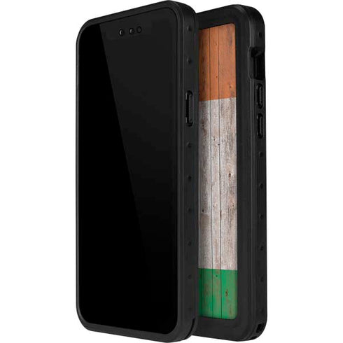 Ireland Flag Dark Wood iPhone 15 Pro Waterproof Case