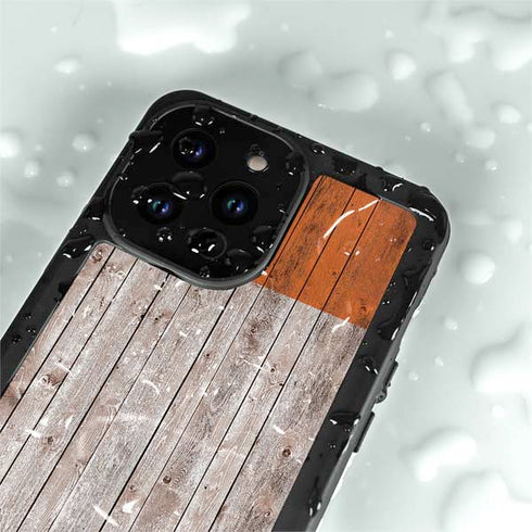 Ireland Flag Dark Wood iPhone 15 Pro Waterproof Case
