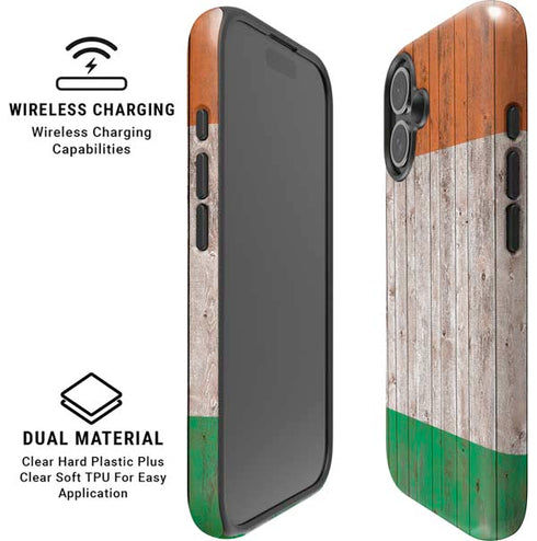 Ireland Flag Dark Wood iPhone 16 Magsafe Impact Case