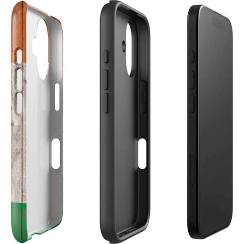 Ireland Flag Dark Wood iPhone 16 Plus Impact Case