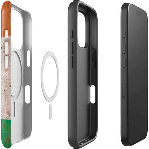 Ireland Flag Dark Wood iPhone 16 Pro Magsafe Impact Case