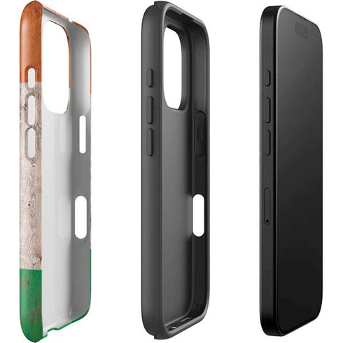 Ireland Flag Dark Wood iPhone 16 Pro Max Impact Case