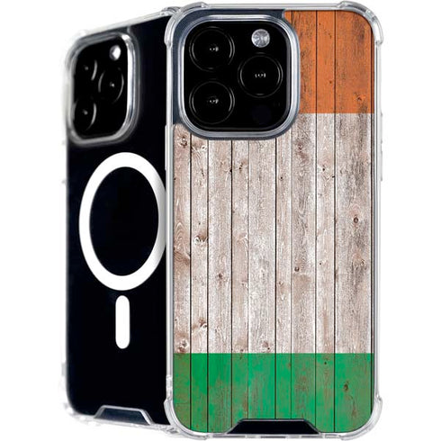 Ireland Flag Dark Wood iPhone 16 Pro Max MagSafe Case