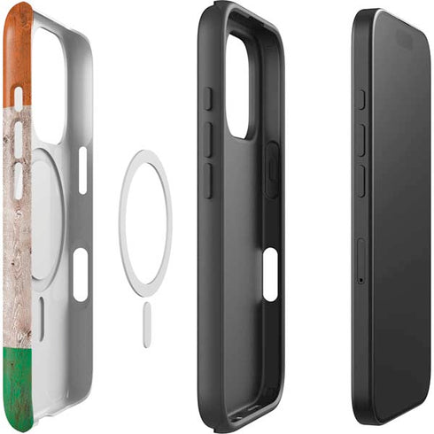 Ireland Flag Dark Wood iPhone 16 Pro Max Magsafe Impact Case