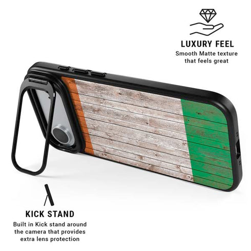 Ireland Flag Dark Wood iPhone 17 Air Kickstand Case