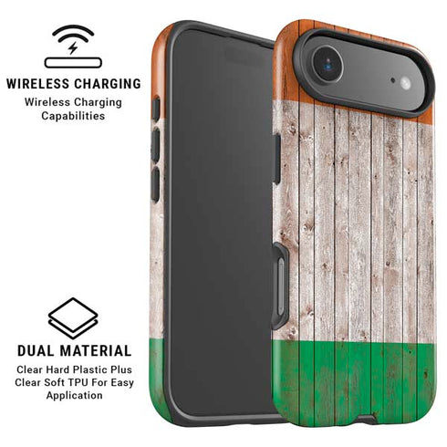 Ireland Flag Dark Wood iPhone 17 Air Magsafe Impact Case