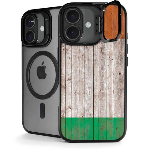 Ireland Flag Dark Wood iPhone 17 Kickstand Case