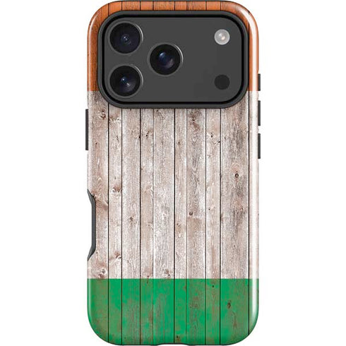 Ireland Flag Dark Wood iPhone 17 Pro Impact Case