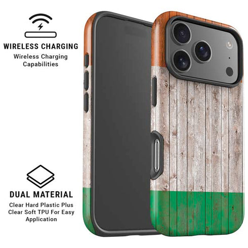 Ireland Flag Dark Wood iPhone 17 Pro Max Magsafe Impact Case