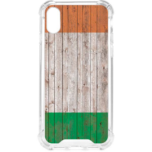 Ireland Flag Dark Wood iPhone XS Clear Case