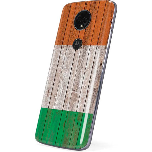 Ireland Flag Dark Wood Moto E5 Plus Skin