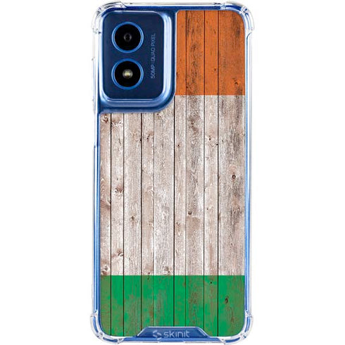 Ireland Flag Dark Wood Moto G 5G (2024) Clear Case