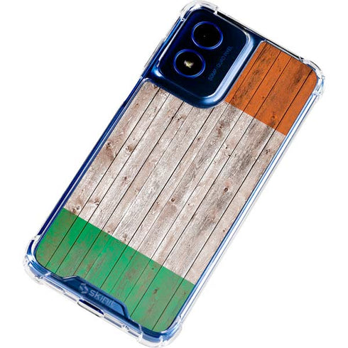 Ireland Flag Dark Wood Moto G Play 4G (2024) Clear Case