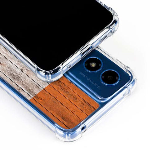 Ireland Flag Dark Wood Moto G Play 4G (2024) Clear Case