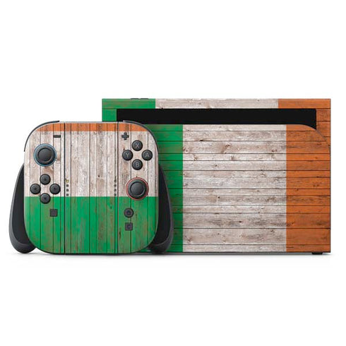 Ireland Flag Dark Wood Nintendo Skins