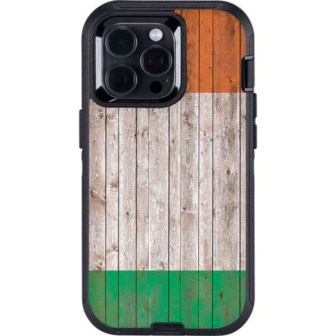 Ireland Flag Dark Wood Otterbox Defender iPhone Skin