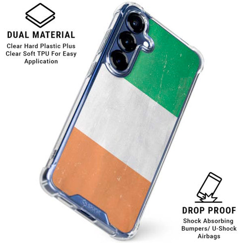 Ireland Flag Distressed Galaxy S25 Plus Clear Case