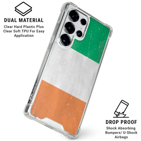 Ireland Flag Distressed Galaxy S26 Ultra Clear Case