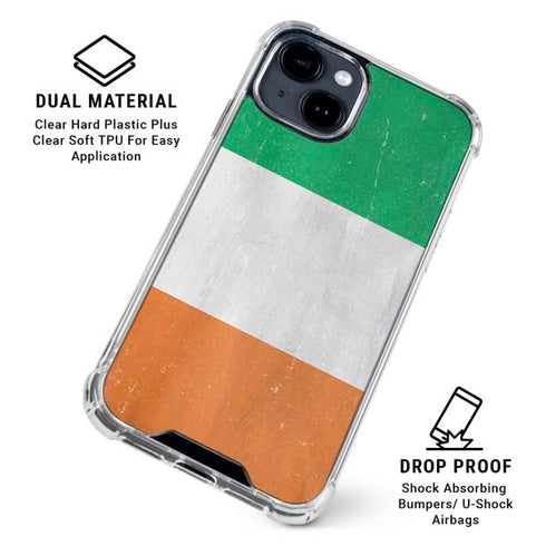 Ireland Flag Distressed iPhone 15 Clear Case