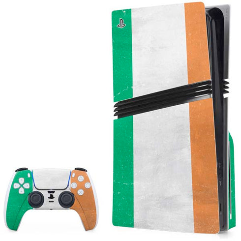 Ireland Flag Distressed PS5 Pro Disk Bundle Skin