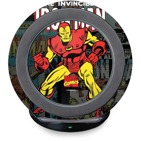Marvel Classic Comics Iron Man Action Vintage Fast Charge Wireless Charging Stand Skin