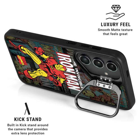 Marvel Classic Comics Iron Man Action Vintage Galaxy S25 Kickstand Case