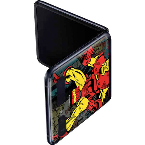Marvel Classic Comics Iron Man Action Vintage Galaxy Z Flip Skin