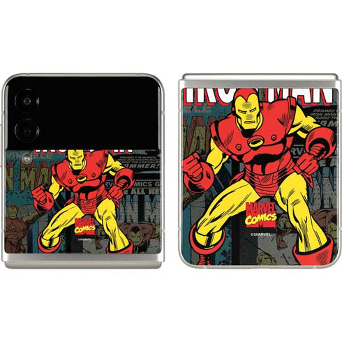 Marvel Classic Comics Iron Man Action Vintage Galaxy Z Flip3 5G Skin
