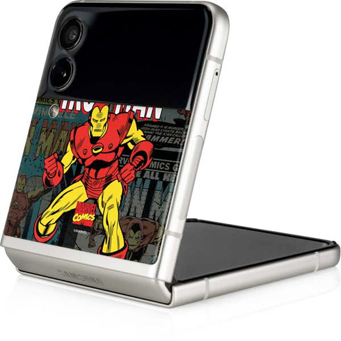 Marvel Classic Comics Iron Man Action Vintage Galaxy Z Flip3 5G Skin