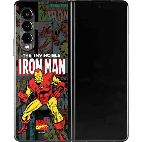 Marvel Classic Comics Iron Man Action Vintage Galaxy Z Fold3 5G Skin