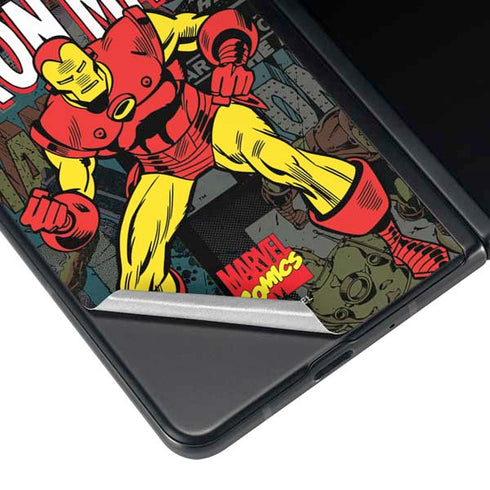 Marvel Classic Comics Iron Man Action Vintage Galaxy Z Fold3 5G Skin