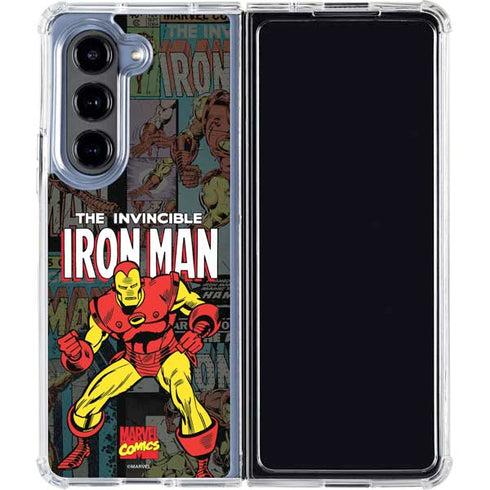 Marvel Classic Comics Iron Man Action Vintage Galaxy Z Fold5 5G Clear Case
