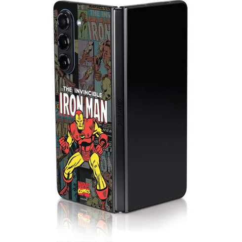Marvel Classic Comics Iron Man Action Vintage Galaxy Z Fold5 5G Skin