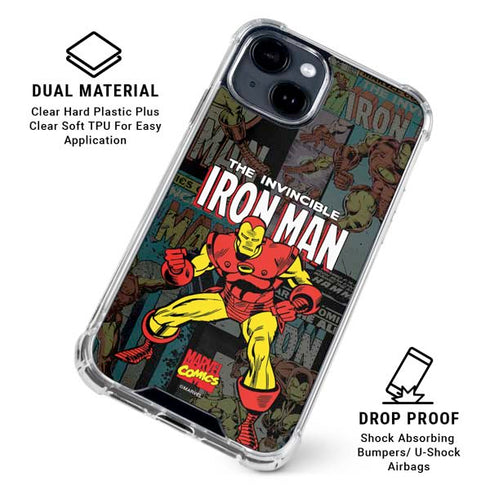 Marvel Classic Comics Iron Man Action Vintage iPhone 14 Clear Case
