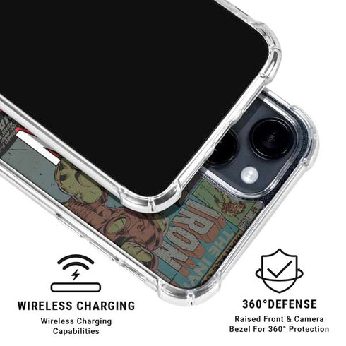 Marvel Classic Comics Iron Man Action Vintage iPhone 14 Plus Clear Case